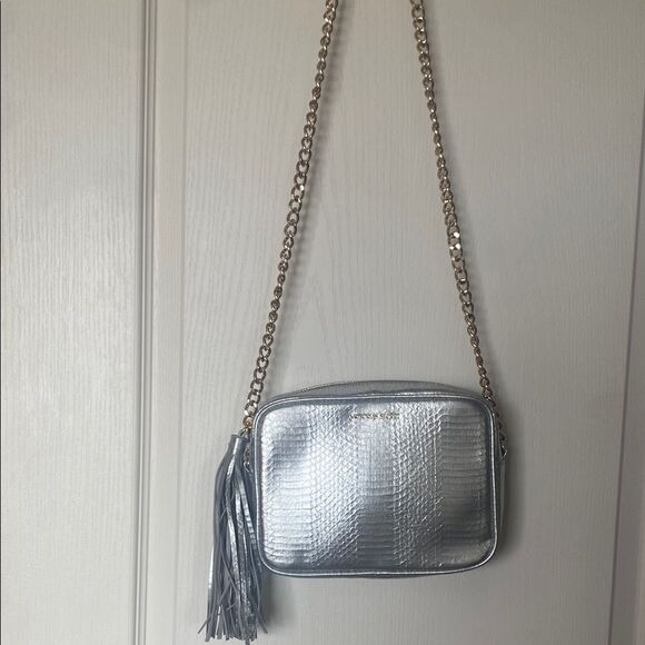 Victoria's Secret Handbags - Victoria Secret Silver Crossbody Bag with Chain Strap